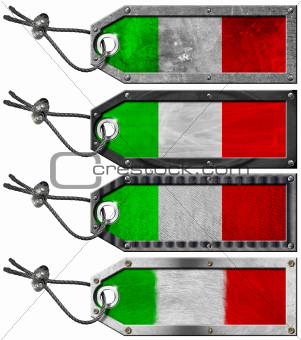 Italy Flags Set of Grunge Metal Tags