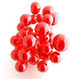 abstract background from bright red shiny balls