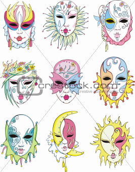 Women in Venetian carnival masks