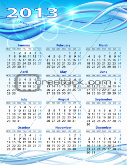 2013 year calendar.