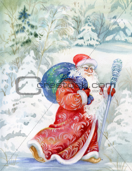 Santa Claus wishes a happy new year and Christmas