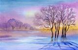 Watercolor Landscape Collection: Winter landscape