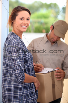 Woman receiving package