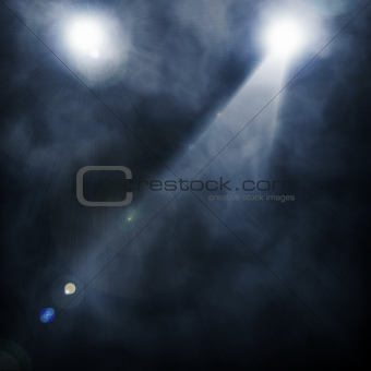 Spotlight  blue on smog background