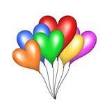 Flying balloons in shape of heart