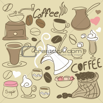 Coffee Doodle set