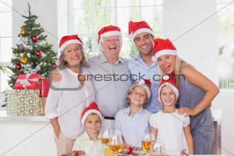 Happy family posing for photo at christmas