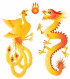 Dragon and Phoenix Chinese Symbols Illustration