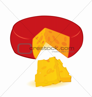 Cheese wheel slices vector