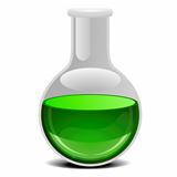 glass flask with green liquid