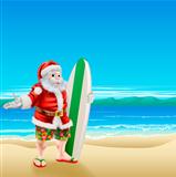 Surf Santa on the beach
