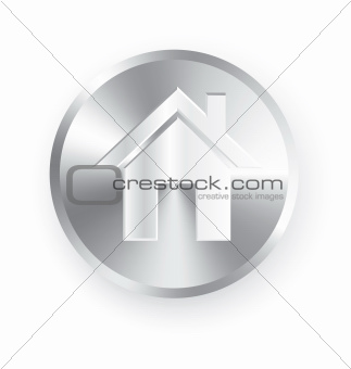 Home icon metal button vector