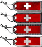 Switzerland Flags Set of Grunge Metal Tags