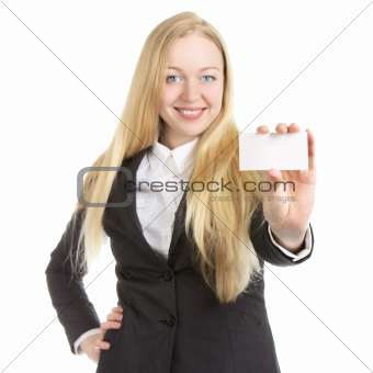 Businesswoman With Blank Card