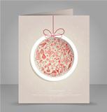 Gift card with Xmas doodle ball