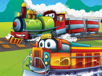The cartoon locomotive - happy one