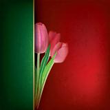 abstract floral background with red tulips