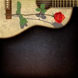 abstract grunge background with rose and guitar
