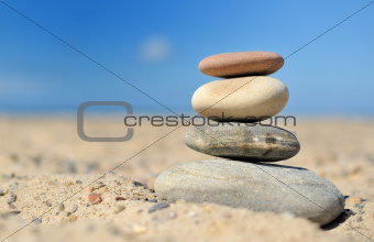 Stone pyramid on the beach
