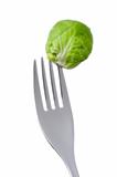 brussel sprout on a fork