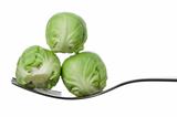 brussel sprouts on a fork