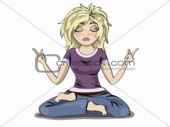 Blond girl meditation