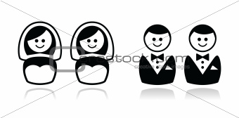Gay / lesbian wedding  icons set