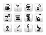 Drink alcohol beverage vector buttons set