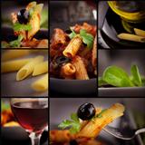 Penne with olives collage