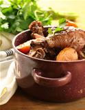 chicken in wine, coq au vin - traditional French cuisine