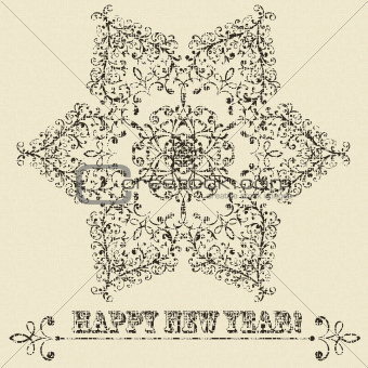vector vintage  snowflake and grungy texture