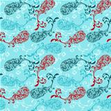 Vector Seamless Winter Pattern with Paisley Ornament