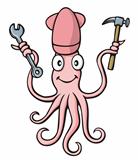 Squid handyman cartoon