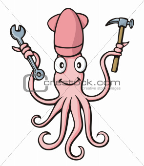 Squid handyman cartoon