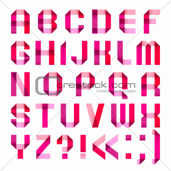 Spectral letters folded of paper ribbon-pink