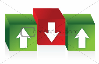 cubes with red and green arrows