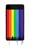 Smartphone with rainbow paint