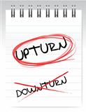 Upturn, crossed out the word downturn