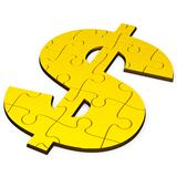 Dollar puzzle, gold and solid