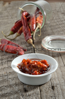 Dried Chilis with a chilli sauce