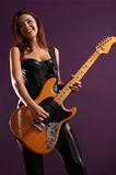 Happy female guitarist