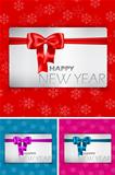 Happy New Year card with bow and ribbon
