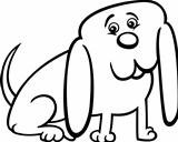 little dog cartoon illustration for coloring