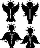 Cute angels silhouettes set