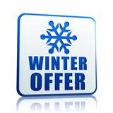 winter offer white banner with snowflake symbol