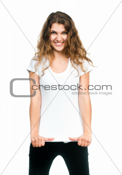 Pretty girl with blank t-shirt