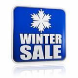 winter sale blue banner with snowflake symbol