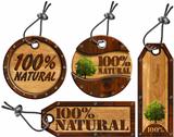100% Natural - Wooden Tags - 4 items