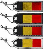 Belgium Flags Set of Grunge Metal Tags
