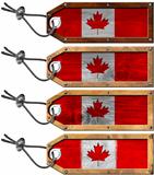 Canada Flags Set of Grunge Wooden Tags